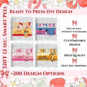 Winnie The Pooh DTF Transfer,Disney Ready To Press, Pooh Bear Transfer, Heat Transfer, Disneyland Birthday Family Trip DTF, Walt Disney Worl