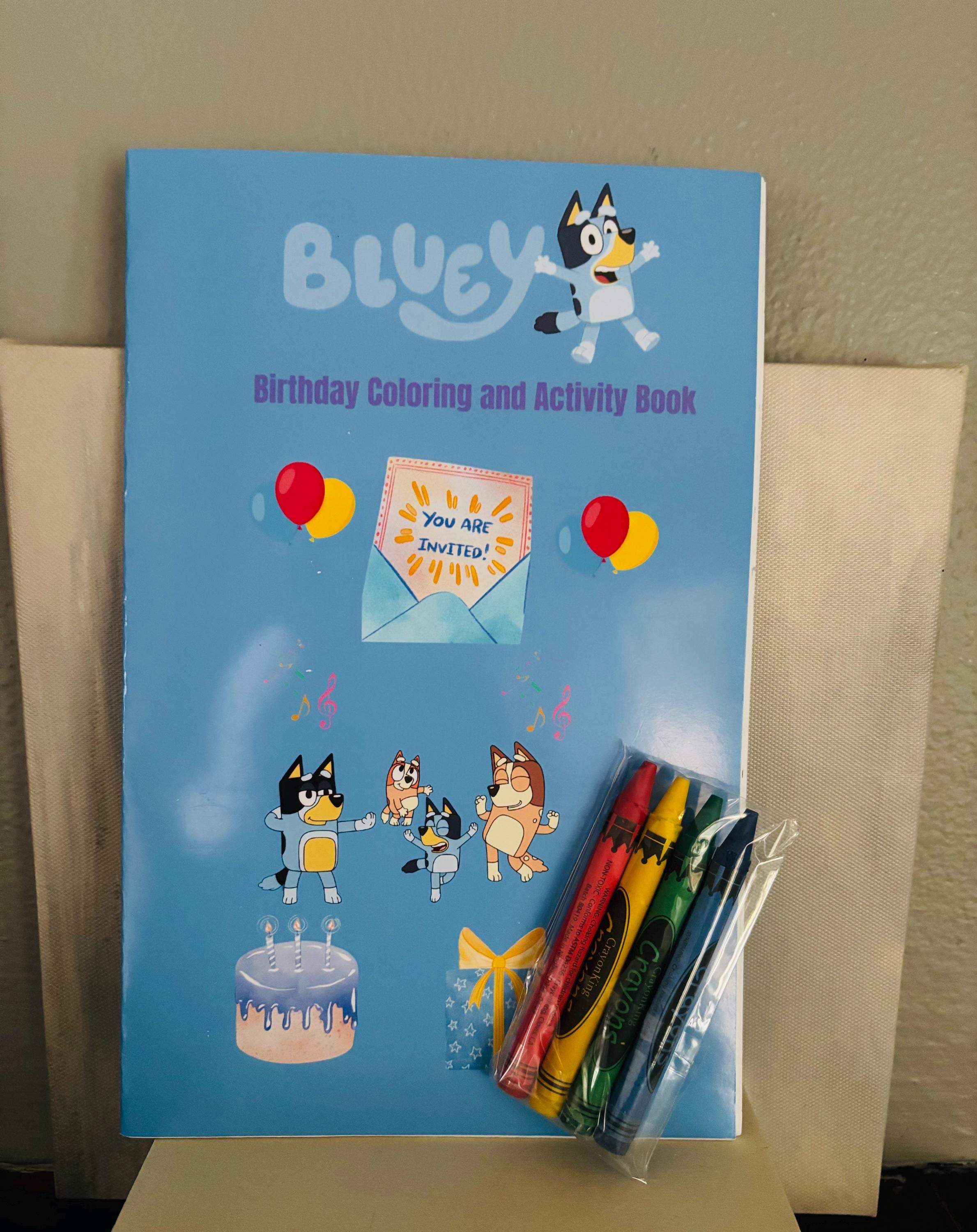 Bluey Birthday Coloring and Activity Book 4 Crayons - Etsy