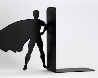 Superheld Metall Buchstütze, Einzigartige Bücherregal Dekor, Buch Liebhaber Geschenk
