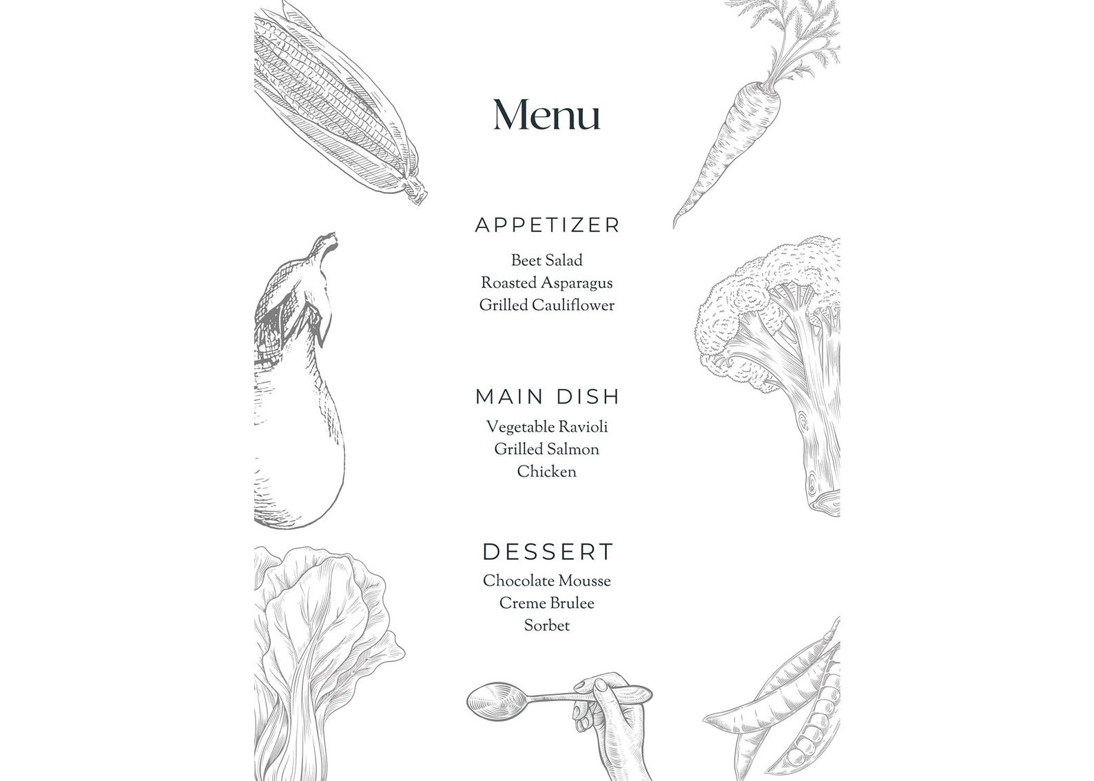 Minimalist Farm-to-table Dinner Menu Template - Etsy