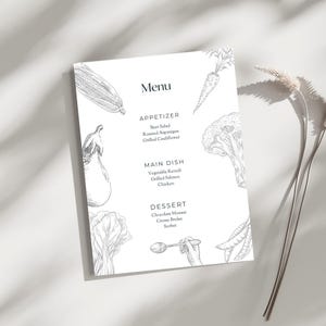Minimalistische menusjabloon voor diner van boer tot bord