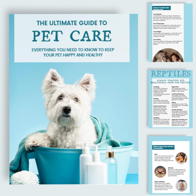 Ultimate Pet Care Guide eBook - Dog, Cat & Small Pet Care Tips, Health Grooming Training Advice, Digital Download