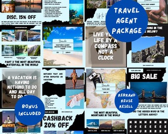 Travel Agent Canva Templates - Social Media Marketing Kit (Digital Download)