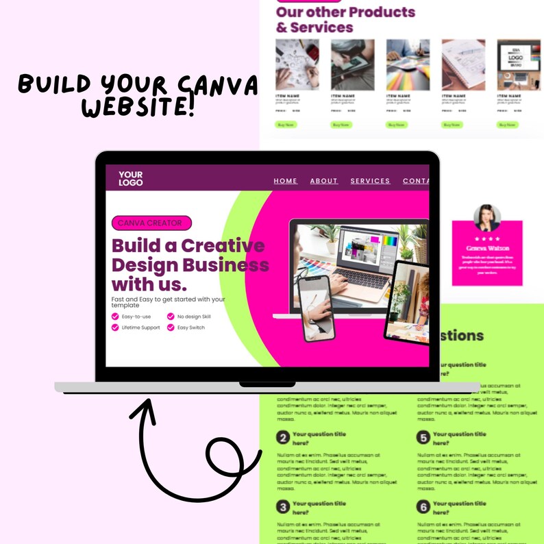 “Bold Canva Website Template for Coaches and Content Creators”
“Editable Link in Bio Sales Funnel Website for Entrepreneurs”
“Canva Website Template with Drag and Drop Layout – No Code”
“Mobile-Optimized Website for Digital Products and Funnels”
“Customizable Sales Page Template for Personal Brand in Canva”
“DIY Canva Website Design for Service Providers and Creators”