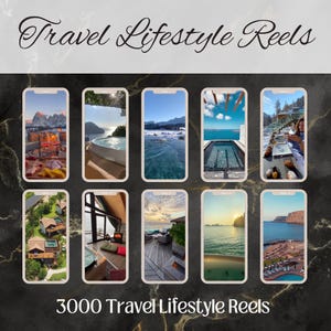 3000 Travel Luxury Reels, Videos, Faceless Marketing, Faceless Reels, Faceless Video, Aesthetic Reels, Digital Marketing, MRR/PLR, Canva