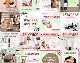 Skincare Instagram Templates - Esthetician Social Media Canva Bundle (Digital Download)
