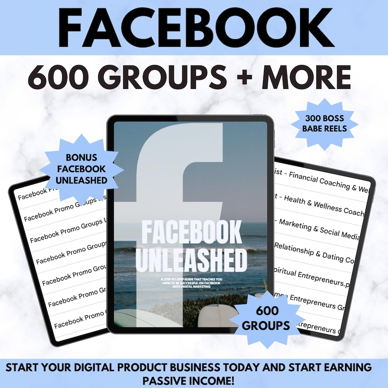 Facebook Marketing Guide - 600+ Promotion Groups, Master Resell Rights (Digital Download) image 1