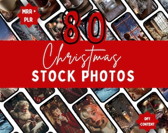 Christmas Stock Photo Bundle - 80 Winter Christmas Faceless Aesthetic Images, Holiday PLR + MRR Photos, Christmas Social Media Content Pack