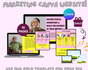Canva Website Template - Digital Marketing Course & Presentation (Digital Download)