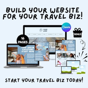 Travel Agent Website Template – Canva Landing Page for Travel Agency Marketing, Editable Travel Advisor Web Design, Travel Canva Template