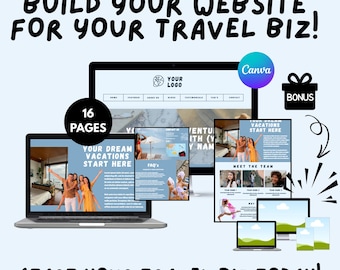 Travel Agent Website Template - Editable Canva Landing Page