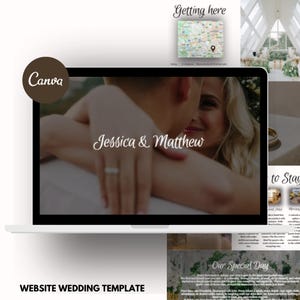 Wedding Website Template - Wedding Monogram Website, Modern Aesthetic Canva Wedding Website, Digital Wedding Invite Alternative, One-Page