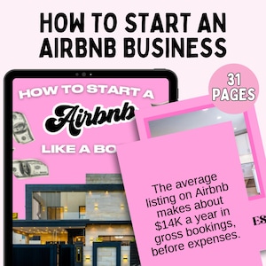 How to Start an Airbnb Business Guide - Make 10K with Airbnb Ebook, Woman Boss Digital Product, PLR Business Guide for Entrepreneurs