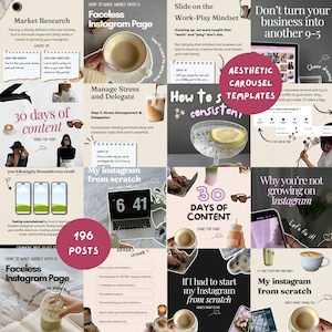 Aesthetic Carousel Templates for Instagram & TikTok – Business Launch Kit, Social Media Marketing Aesthetic Trendy Posts, Viral Carousels