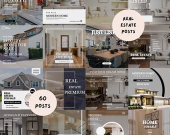 Luxury Real Estate Instagram Post Templates - Canva Realtor Marketing (Digital Download)