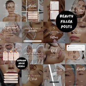 Beauty and Botox Instagram Templates, Aesthetic Nurse Social Media Bundle, Injector & Botox Filler Content, Editable Medspa Marketing Posts