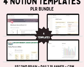 Notion Templates Bundle - Second Brain System, Daily Planner & Habit Tracker, CRM Tracker for Entrepreneurs, Productivity Dashboard