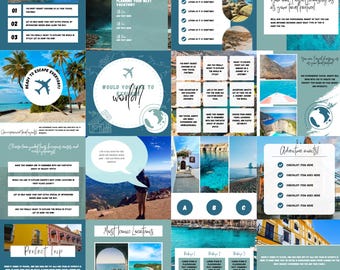 Reiseagent Instagram Post Vorlagen - Canva Social Media Bundle (Digitaler Download)