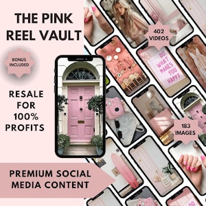 Pink Aesthetic Faceless Videos | Photo Bundle for Instagram Reels | +500 Faceless Digital Marketing Videos Master Resell Rights | Canva Edit