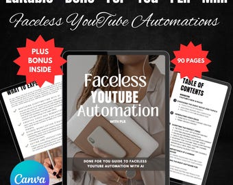 Faceless YouTube Automation Guide - PLR, AI Content (Digital Download)