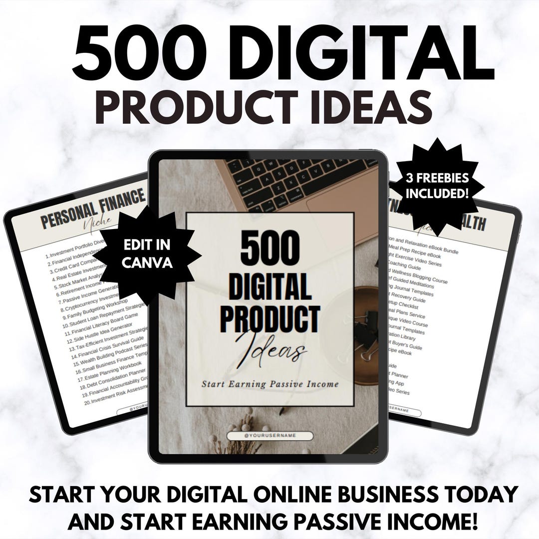500 Digital Product Ideas Bundle, MRR PLR Passive Income Guide, Etsy ...