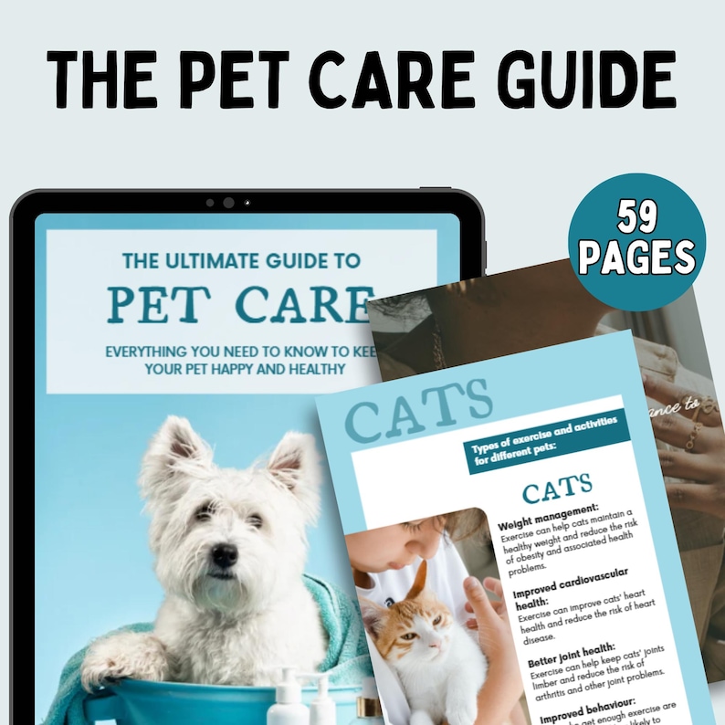 Ultimate Pet Care Guide eBook - Dog, Cat & Small Pet Care Tips, Health Grooming Training Advice, Digital Download