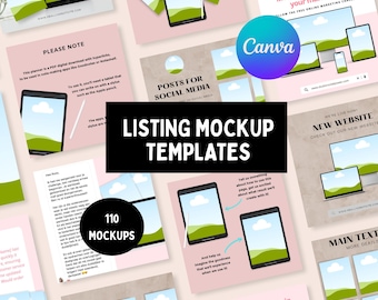Etsy Listing Mockup Templates - PLR MRR Digital Product Images, Done-for-You Etsy Shop Template, Canva Product Mockups Download