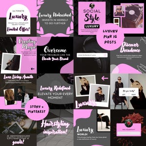 Luxury Pink Instagram Templates – Modern Aesthetic Canva Posts for Coaches, Content Creators, Social Media Managers, Cool Girl Branding Kit