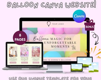 Balloon Artist Website Template - Editable Canva Portfolio & Event Services
