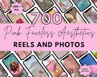 Pink Faceless Reels & Instagram Story Templates, PLR MRR DFY Content Creator Bundle, Aesthetic Digital Marketing Templates, Resell Rights