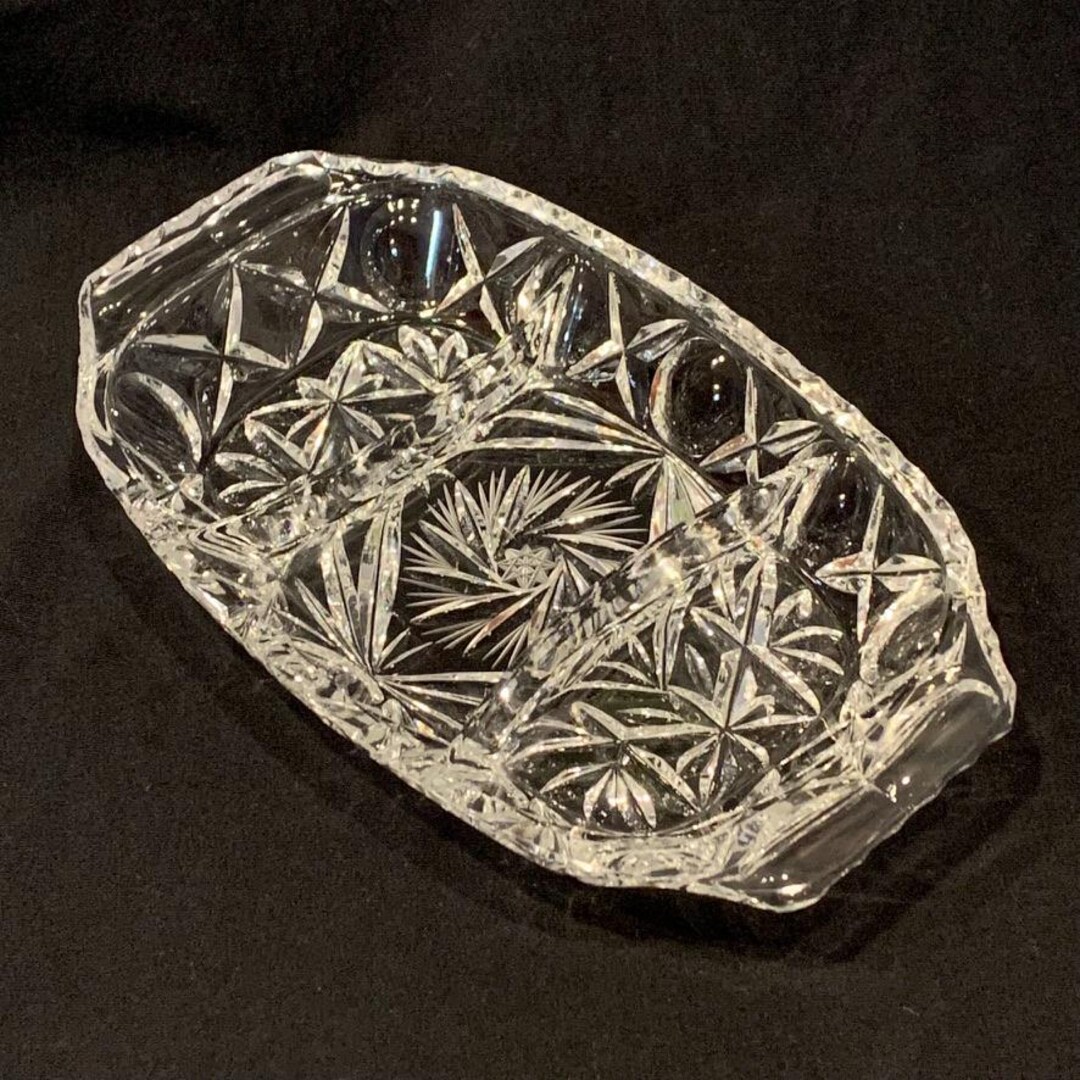 ABP American Brilliant Period Cut Glass Crystal Pinwheel Divided Relish ...