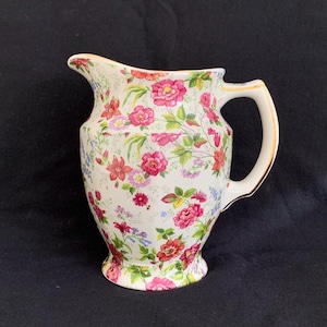 James Sadler 5&quot; Pitcher English Rose Chintz with Gold Trim