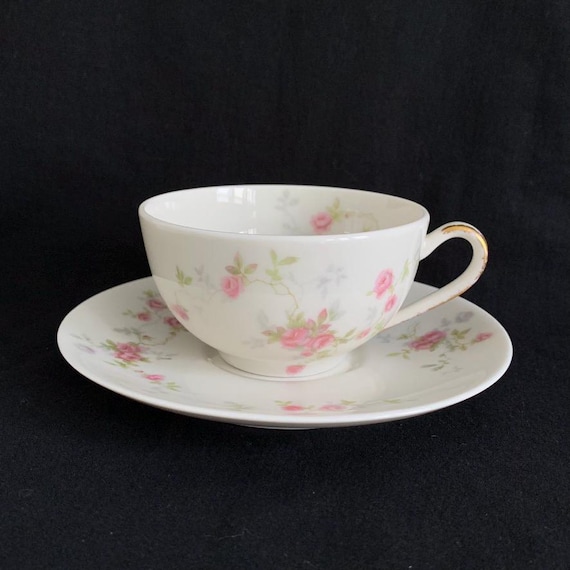 Cup and Saucer Theodore Haviland New York Touraine White With Pink