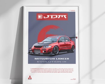 Póster de Mitsubishi Lancer, póster, pósteres de coches JDM, arte mural, decoración de pared, descarga digital, póster vertical, póster de coche, póster japonés