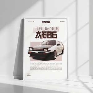 Toyota Trueno Poster, Poster, JDM Car Posters, Wall Art, Wall Decor, Digital download,Vertical Poster, Car Poster, Retro Poster, AE86