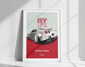 Póster de Nissan GTR, Póster, Pósteres de coches JDM, Arte de pared, Decoración de pared, Descarga digital, Póster vertical, Póster de coche, Imprimible, recuerdo, Diseño