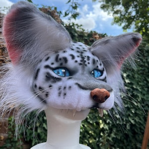Handmade Exclusive Snow Leopard Therian Mask