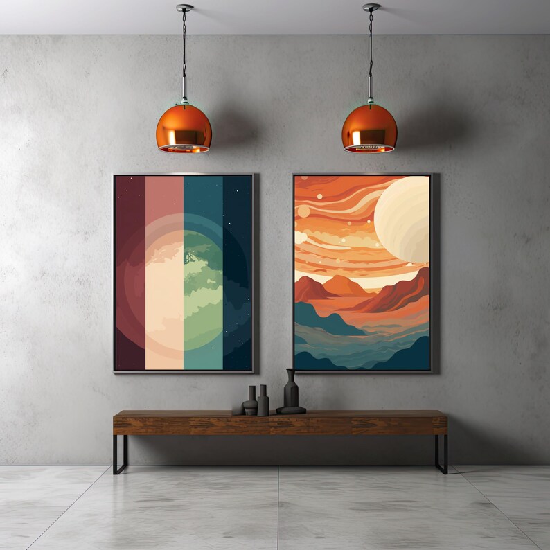 Retro Solar System Planets Set, Minimalist Digital Download, Set of 3 ...
