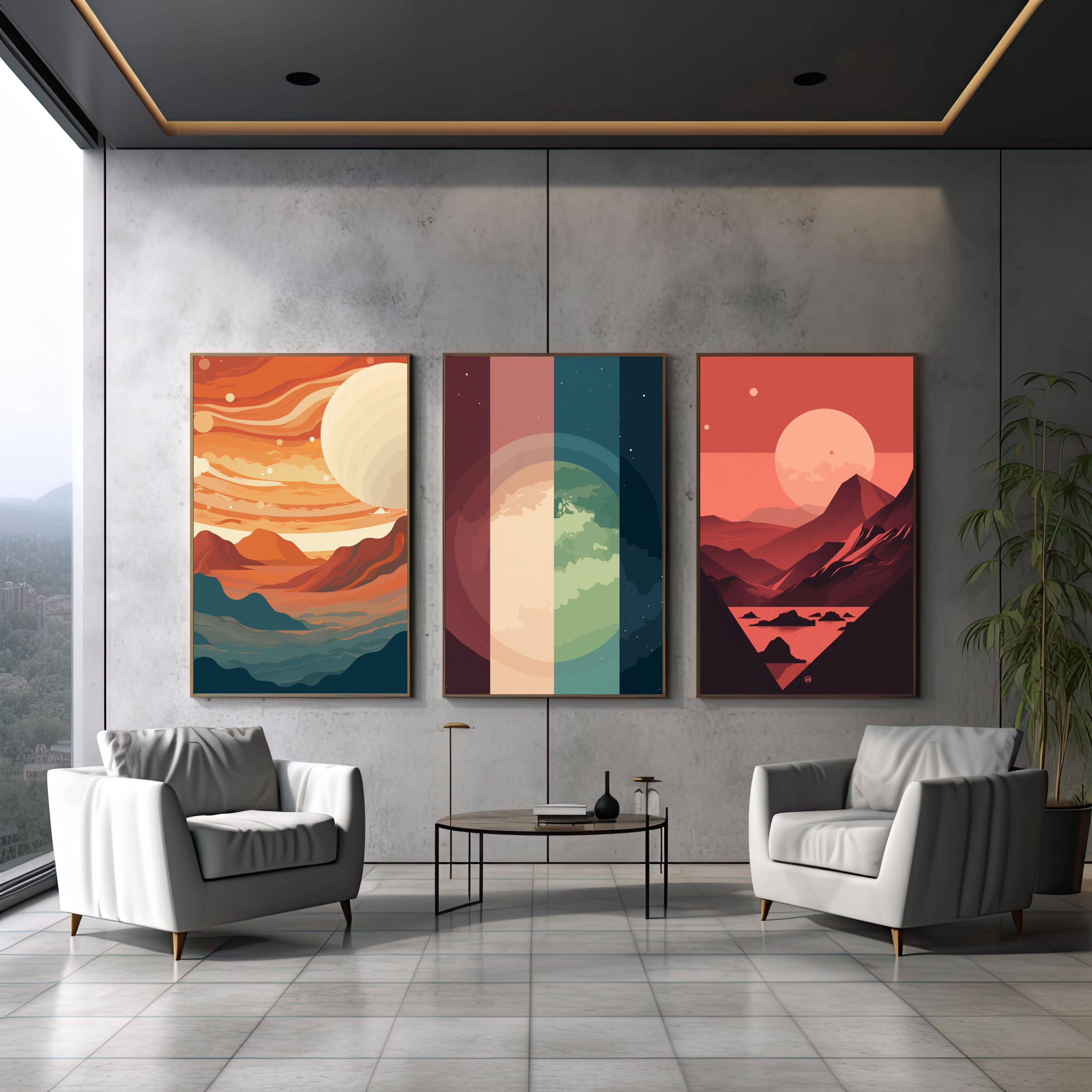 Retro Solar System Planets Set, Minimalist Digital Download, Set of 3 ...