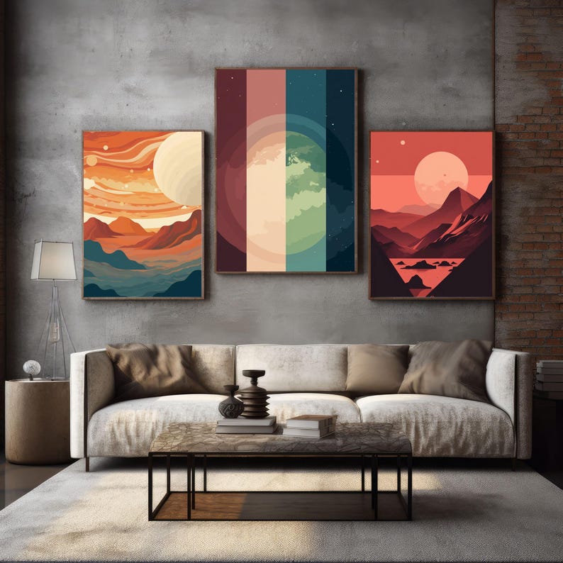 Retro Solar System Planets Set, Minimalist Digital Download, Set of 3 ...