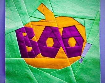 Halloween Scare Pumpkin Digital Paper Piecing Pattern | Boo! FPP Block for Halloween | DIY | Downloadable PDF | Size: 6"x6" 9"x9" 12"x12"