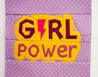 Girl Power PDF Pattern Foundation Paper Piecing | FPP Block for Original Quilting | Instant Download | Size 6x6 9x9 12x12 inches