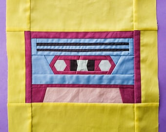 Digital Foundation Paper Piecing Pattern Cassette | Downloadable PDF | FPP Cassette | Retro Block for Original Quilting | Various Sizes