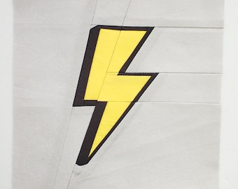 Lightning PDF Foundation Paper Piecing Pattern | Rock Style FPP Block with Retro Design | Instant Download | Sizes: 6"x6", 9"x9", 12"x12"