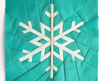 Snowflake Digital Foundation Paper Piecing Pattern | Winter FPP Block for Christmas | DIY | Downloadable PDF | Size 6x6 9x9 12x12 inch