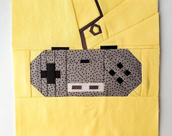 Gaming Controller PDF Paper Piecing Pattern | Instant Download | 80-90s Joystick FPP | Retro Quilt Block | 6x6 9x9 12x12 inches
