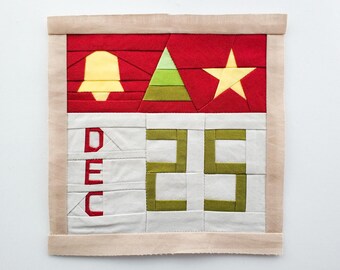 Date Christmas Day PDF Pattern Foundation Paper Piecing | FPP Christmas Block | DIY | Instant Download | Sizes: 6"x6" 9"x9" 12"x12"