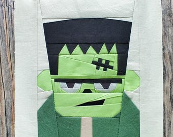 Zombie PDF Foundation Paper Piecing Pattern | Halloween FPP Quilt Block | Instant Download | Sizes 6"x6" 9"x9" 12"x12"
