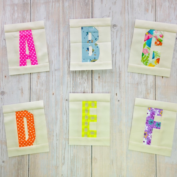 Alfabetpatroon PDF Foundation Paper Piecing | FPP Hoofdletter Quiltblokken | Direct downloaden | Diverse maten