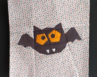 Bat PDF Foundation Paper Piecing Pattern | Halloween FPP Quilt Block | Instant Download | Sizes 6"x6", 9"x9", 12"x12"